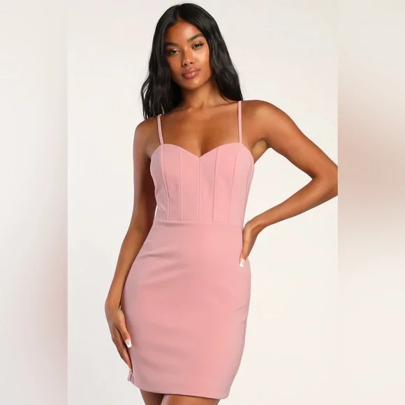 Lulus | Dresses | Lulus Always Meant To Be Light Pink Corset Bodycon Mini  Dress | Poshmark
